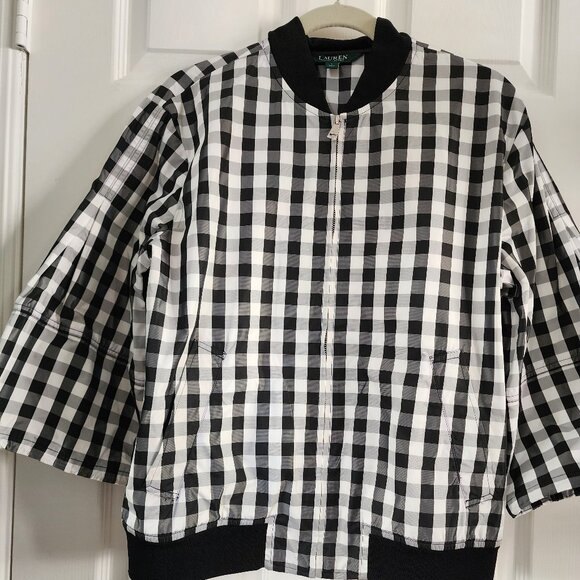 RALPH LAUREN FULL ZIP JACKET WITH 3/4 SLEEVES - Picture 1 of 4